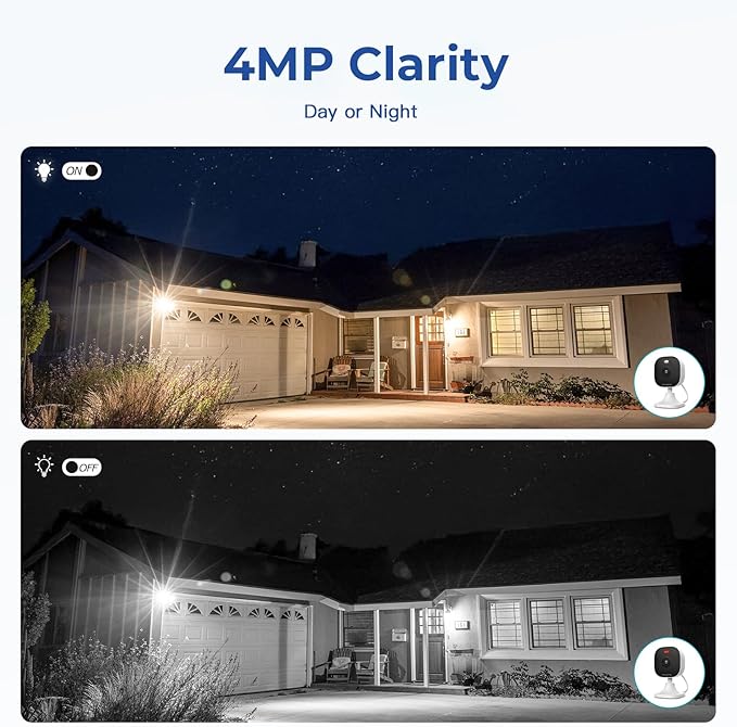 4MP Cameras for Home Security with Audio and Video, Indoor Security Camera for Baby Monitor, 2.4g/5g Outdoor Cameras for House/Pet/Baby, Plug&Play, Support 128G Card (Not Included), 9.84ft Wire