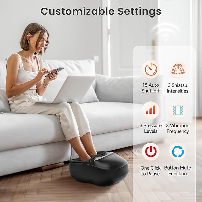 COMFIER 【2026 Gift for Men,Women,Foot Massager with Heat,Kneading,Vibration,Compression,FSA Eligible HSA Store,Pause Function,Shiatsu Massager for Plantar Fasciitis Neuropathy, Size 13