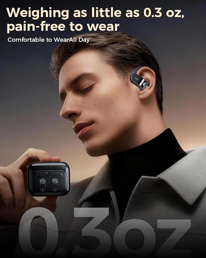 OJW Open Ear Headphones Bluetooth 5.4, Wireless Earbuds with Replaceable Battery & 96H Playtime, IPX7 Waterproof Sports Earphones with ENC Mic for Running Cycling Workout Office Travel