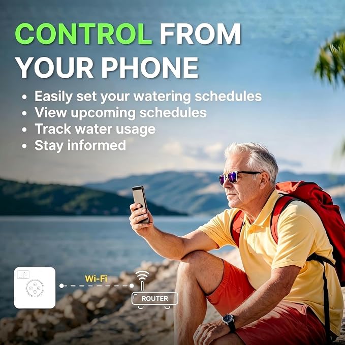 ImoLaza Indoor Smart Sprinkler Controller, ET Automatic Watering Irrigation Controller,2.4GHz WiFi, Ultra Water Saving via Rain/Wind/Freeze/Saturation Skip, App Remote Control & Fault Alerts (6-Zone)