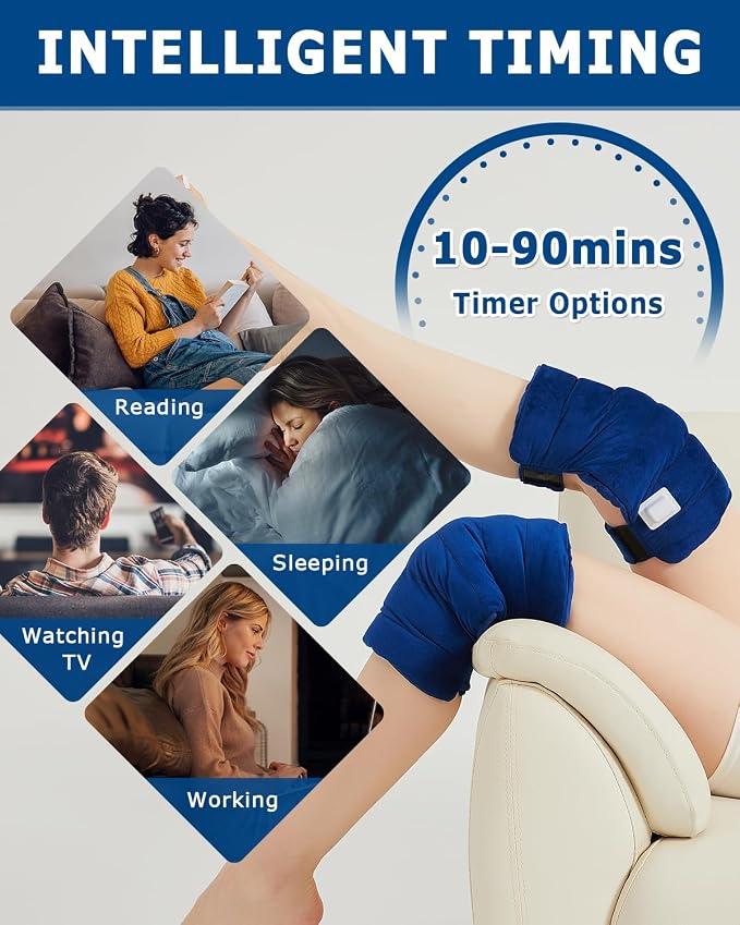 Knee Heating Pad for Arthritic, 2PCS Super Soft Electric Heat Pad for Leg, 20s Fast Heating Knees Warmers with 10-90min Auto-Off Timer, 86-158℉ Heat Level (No Battery, No Vibration)