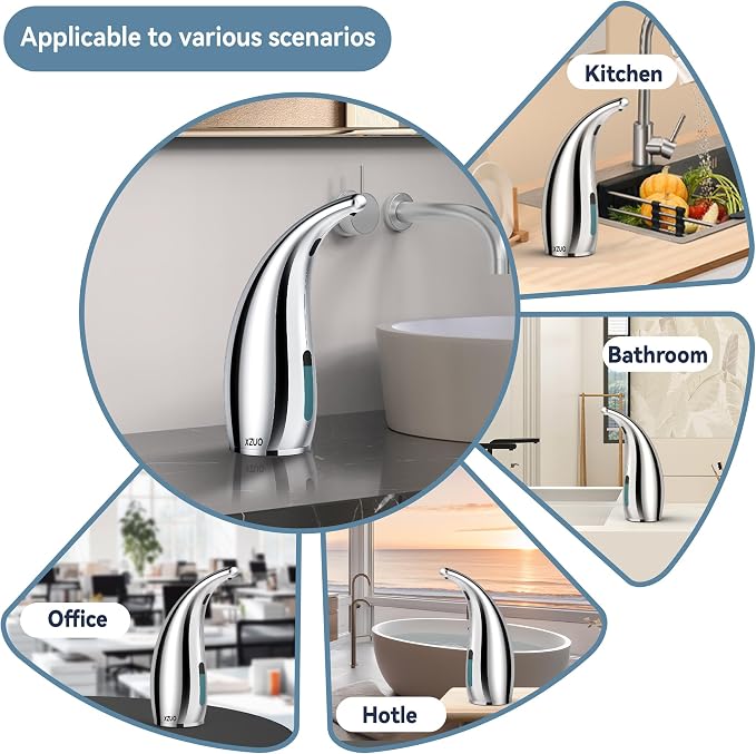 Automatic Soap Dispenser with Infrared Sensor,Adjustable 4-Level Touchless Hand Soap for Kitchen, Bathroom-Battery Operated Electric Dispenser, Durable Plastic, Smart Soap Holder & Toilet Paper Holder