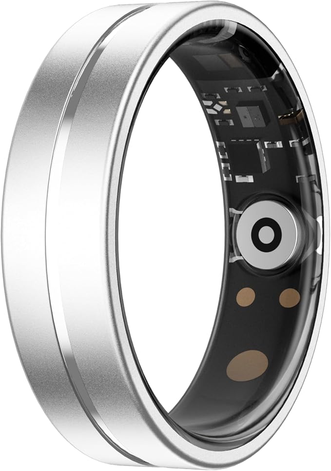 Smart Ring for Women Men, AI Health Fitness Tracker with Sleep, Heart Rate, HRV, Stress, Gesture Photo, IP68 Waterproof, No Subscription, iOS Android (Matte Sliver,9)