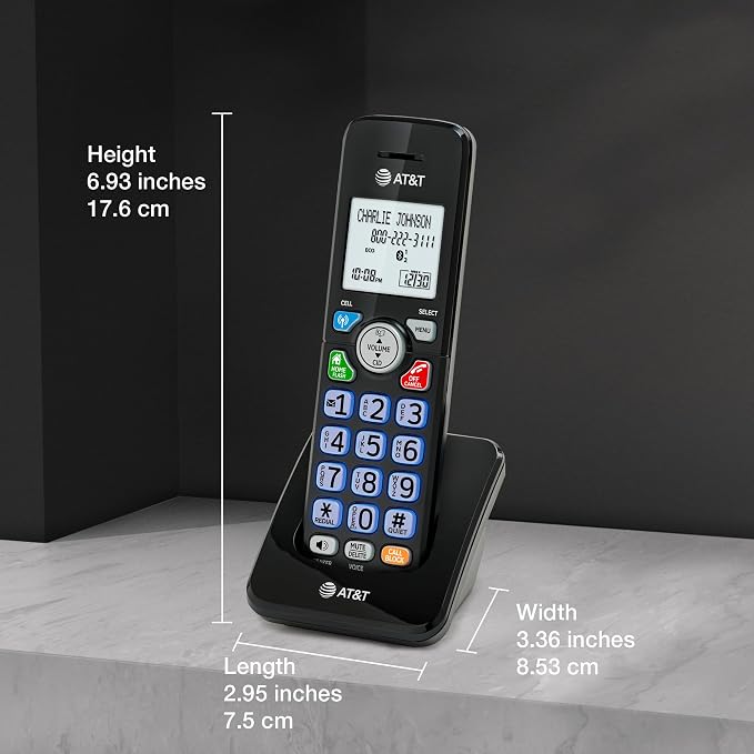 AT&T DECT 6.0 Cordless Phone, 2-Handset – Smart Call Blocker, Bluetooth Connect to Cell, Caller ID Announce, Answering Machine | DL72279