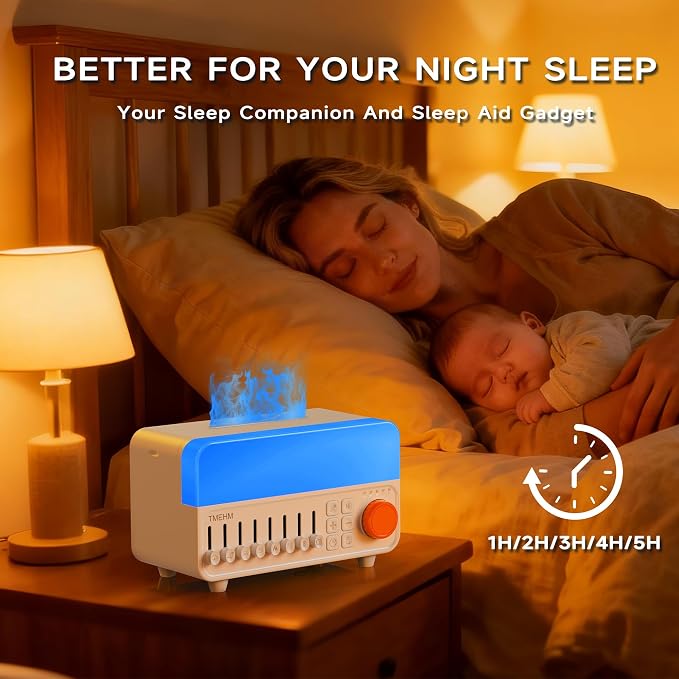 TMEHM 4-in-1 Sleep Sound Machine with White Noise & Aroma Diffuser | Bluetooth Speaker, Night Light & 8 Nature Sounds with Timer for Baby, Kids and Adults