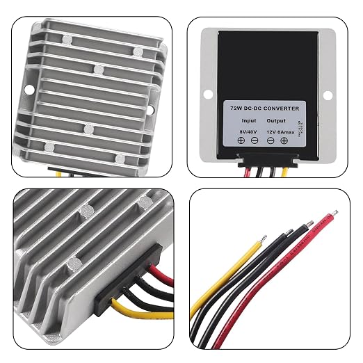 DC Voltage Reducer Converter DC 8V-40V to 12V 6A Automatic Step Down Up Voltage Regulator Power Converter Waterproof Module Transformer for Golf Cart Club Car
