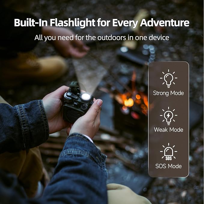 Muzen Upgraded Wild Mini 3.0 Outdoor Portable Wireless Bluetooth Speaker with FM Radio, Phone Charger/15H Playtime/IPX5 Waterproof/3 Mode Flashlight, Rugged Gear for Man Camping/Hiking/Travel(Black)