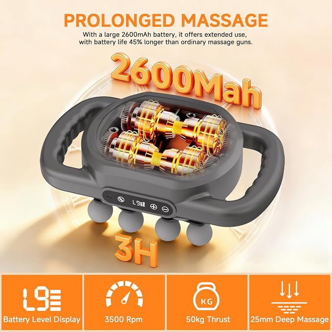 12 Head Massage Gun,Deep Tissue Percussion Massager with 9 Levels & 9 Modes,2600mAh Battery Cordless Electric Muscle Massager Tool for Back/Shoulder/Hand/Leg/Foot Full Body Muscle Pain Relief