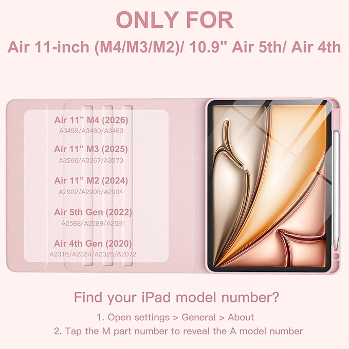 Harvopu Compatible for iPad Air 11-inch/Air 5th 4th Generation Case with Keyboard - Backlit Detachable, Folio Cover with Pencil Holder for iPad Air 11 Inch M4/M3/M2, Air 5/ Air 4 (Floral Pink)