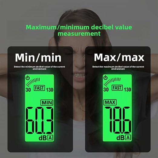 Noise Decibel Meter, Noise Meter, Decibel Meter, Digital Sound Level Meter, 30dB to 130dB Audio Noise Measurement Equipment, LCD Backlight Display, MAX/MIN Data Retention, Automatic Power-Off