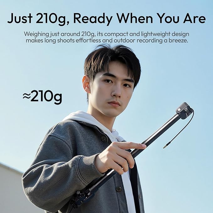 ULANZI ZJ08 Extendable Cold Shoe Mic Arm Pole with Built-in 3.5mm Audio Cable, 3 Section Aluminum Microphone Boom Pole for Cold Shoe Microphones, Angle Length Adjustable, 1KG Max Load