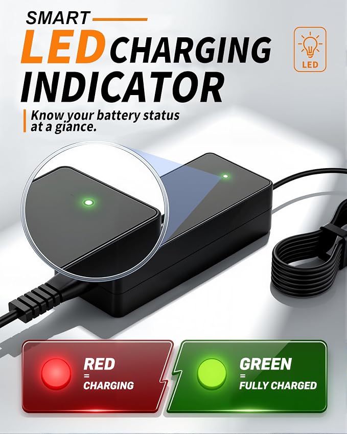 VHBW 42V 2A E-Bike Charger Compatible with Aventon Pace 350 350.2 350.3, Soltera SS 7S Soltera 2 2.5, Replacement Adapter for 36V Lithium Battery, 8.86 ft Cable