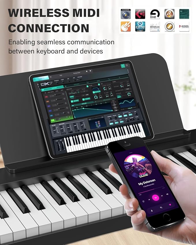 AiJoy 88-Key Piano Keyboard Portable Folding Piano with Semi-Weighted Keyboard, USB-MIDI, Sustain Pedal and Stand, Electric Keyboard Piano for Beginners, Black