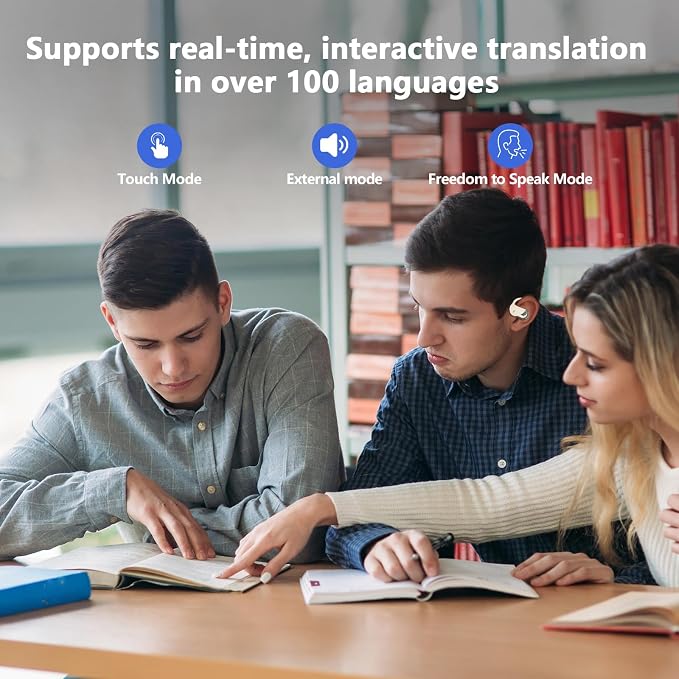 AI Translator Earbuds Real-Time 144 Languages & Accents, 3-in-1 Open Ear Wireless Bluetooth Earbuds with Charging Case,Translation Device for Travel Business Learning Compatible with iOS and Android