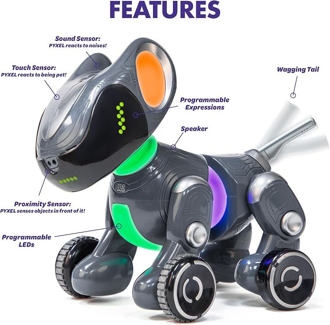 Educational Insights PYXEL A Coder's Best Friend - Programmable Coding Robot for Kids with Blockly & Python Languages, Learn Early Robotics, Kids Robot & STEM Toys for Boys and Girls Ages 8+
