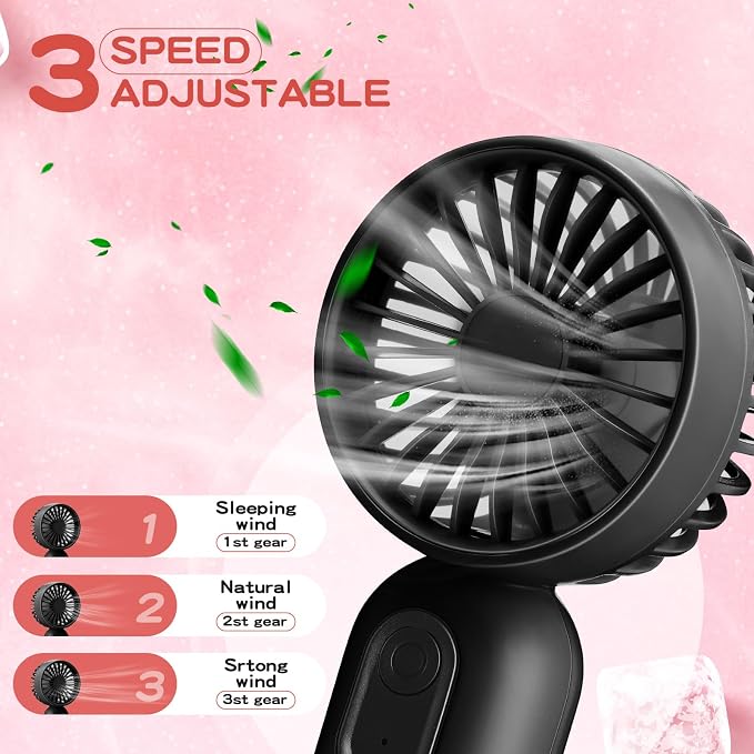 Rossesay 6 Pcs Mini Portable Fan Bulk Cute Handheld Lightweight Small Little Personal Hand Eyelash Fan 3 Speeds USB Rechargeable for Women Men Indoor Outdoor Makeup Travel (Black,Pink,White)