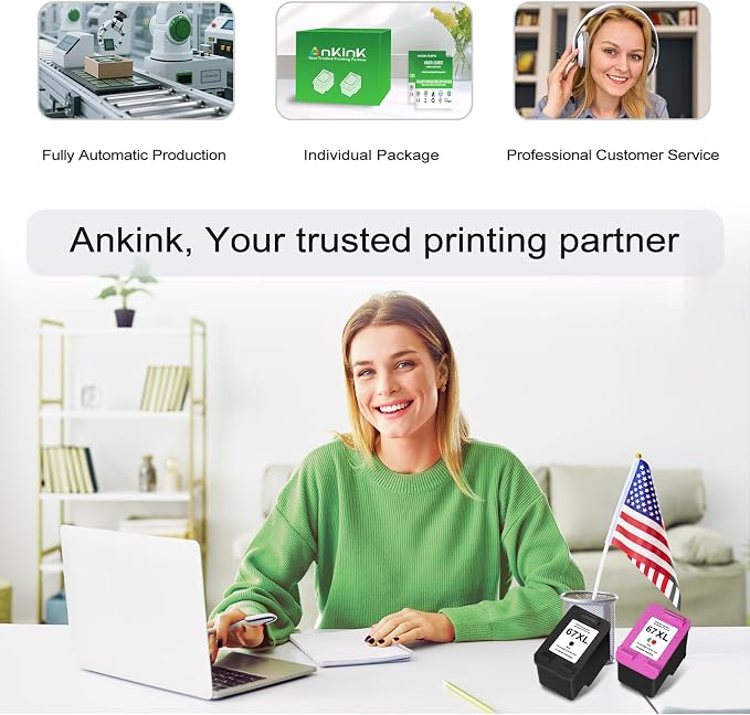 Ankink 67XL Ink Cartridges for HP 67 XL Black Color Combo 3-Pack Replacement for HP67 HP67XL for Printer 2700 2700e 4100 6400 4155e 2755e 2752e 4100e 6458 6455e 4152 6055e 6052e 4152e 2742e 6400e