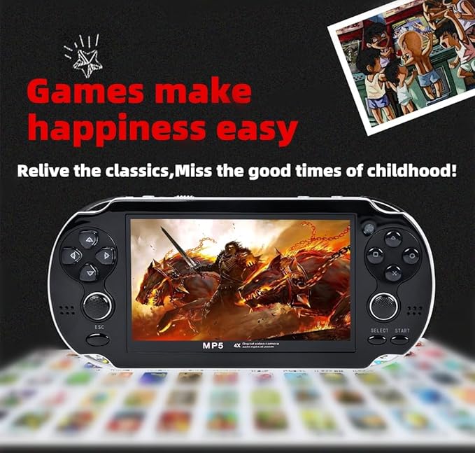 HLF 4.3 inch Retro Video Game Console Build 2200 Games for Multiple Emulators Dual Joystick Ergonomics Appearanc Support Instant Save/Load Portable Console Game Player MP3/4 Gifts (Black)