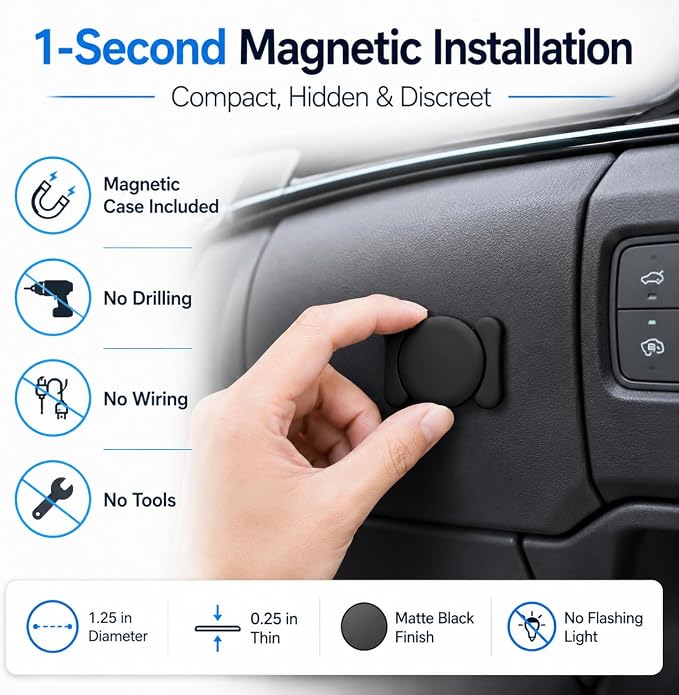 Car Tracker Device Hidden, GPS Tracker No Subscription Required,Support Android Systems, GPS Tracker for Car with Alerts, 1 Year Battery Life (Includes Keychain, Strap & Mount)