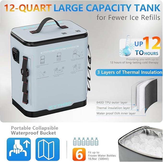 ICYTHRP Cold Therapy Machine with Programmable Timer, FSA Eligible HSA, Portable Ice Machine for Hip After Surgery, Hip Replacement Recovery System, Cryotherapy Pain Relief with Specific Hip Pad