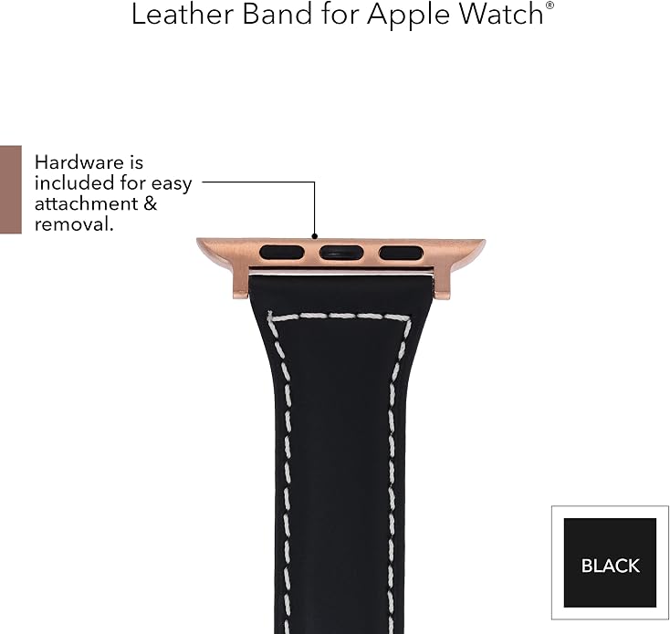 Anne Klein Leather Fashion Band for Apple Watch Secure, Adjustable, Apple Watch Band Replacement, Fits Most Wrists
