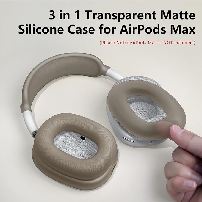 Silicone Case Cover for AirPods Max Headphones, Ear Pad Case Cover/Ear Cups Cover/Headband Cover for AirPods Max 2/1 (2026/2024/2020)(USB-C/Lightning), Accessories for Apple AirPods Max 2, Foggy Black