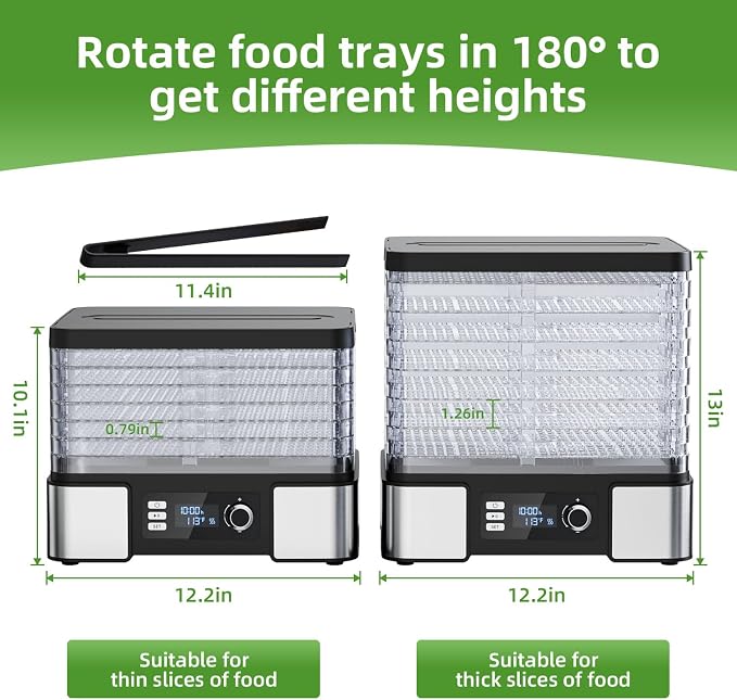 TINANA Food Dehydrator Machine Dryer for Jerky: Stainless Steel Dehydrater for Fruit Herb - Digital Food Drier for Meat Beef Dehydration