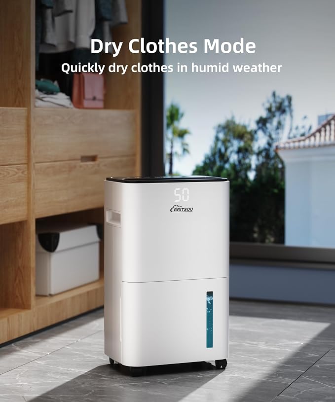 34 Dehumidifier for Basement and Bedroom, Covers 3500 Sq.Ft with Drain Hose, Smart Operation with 3 Modes - Ideal for Home, Bathroom, Garage.