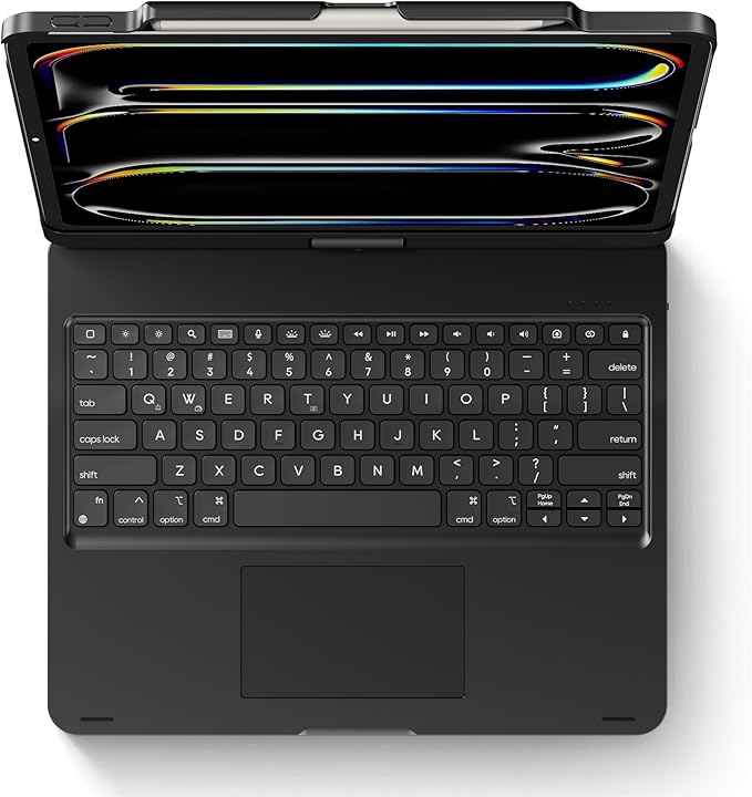 Keyboard Case for iPad Air 13-inch M4 M3 M2 & iPad Pro 13 inch M5 M4 & iPad Pro 12.9-inch 6th 5th 4th 3rd Gen: Wireless 360 Rotating, Trackpad Backlit Pencil Holder, Black