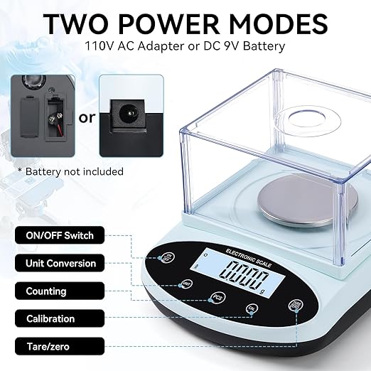Lab Digital Scale 500g x 0.001g Analytical Balance Scale 0.001g Accuracy Precision Scientific Weighing Scale with Windshield for Laboratory Jewelry Chemistry
