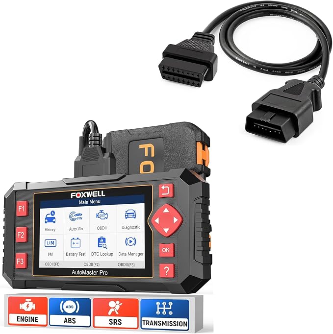 FOXWELL Car Scanner NT604 Elite OBD2 Scanner and FOXWELL OBD2 OBD II 16Pin Diagnostic Extension Convert Cable Adapter 1m/ 39inch