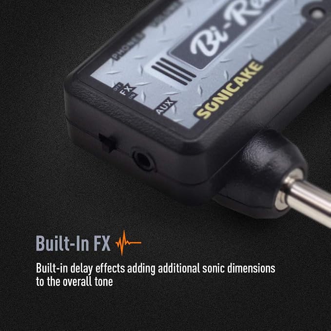 SONICAKE Guitar Headphone Amp, Mini Guitar Amplifier Plug-in USB Chargable Portable US Style High Gain Tone with Delay Carry-On Pocket Bedroom Effects for Electric Guitar