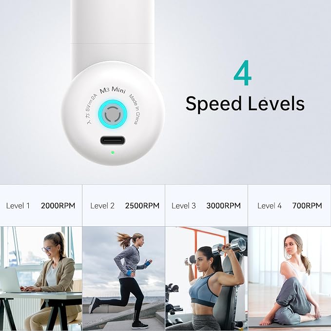 Opove M3 Mini Massage Gun for Back Pain Relief, with Facial Mode, 7mm Amplitude, 4 Vibration Levels Ultralight Portable and Rechargeable Fascia Gun Active Recovery Women Presents
