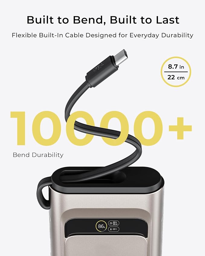 2026 FIFA Licensed 190W 20000mAh Power Bank for Laptop Portable Charger,3-Port USB-C Fast Charging Battery Pack with Built-in USB-C Cables for MacBook,Cell Phones,iPhone 17,iPad,Android,Samsung