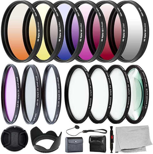 Ultimaxx 67MM Lens Accessory Kit - 6PC Gradual Color Filter + UV CPL FLD Filter + Macro Close Up Set (+1 +2 +4 +10)