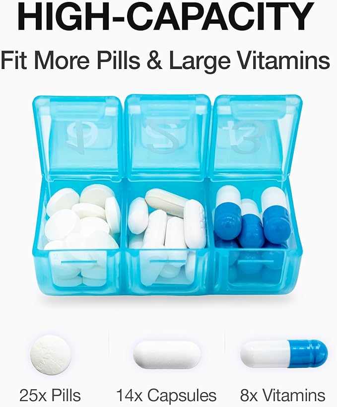 e-Pill 6 Times a Day 7 Day Weekly Pill Organizer – Large Capacity Rainbow Multicolor Pill Box for Vitamins & Medications