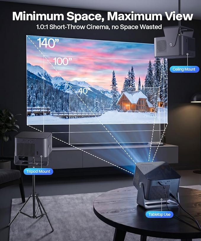 Magcubic Mini Projector with WiFi and Bluetooth, 600ANSI Native 1080P Projector, Compatible with Netflix, Auto Focus & Vertical Keystone, 15W Speaker HY350NTV Smart Proyector for Movie Home Outdoor