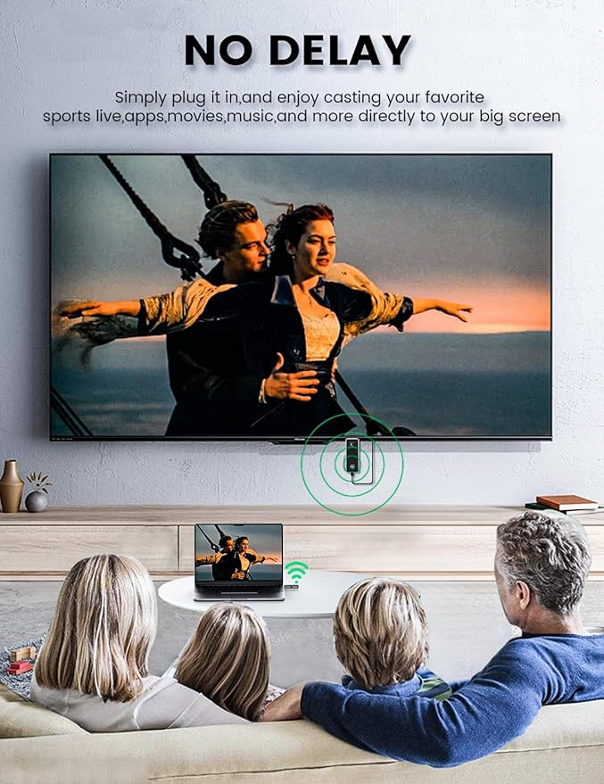 Wireless HDMI Transmitter and Receiver, Tiny Plug & Play 2.4G/5G Portable Wireless HDMI Extender Transmitter and Receive for Streaming Video/Audio from Laptop/PC to HDTV/Projector/Monitor