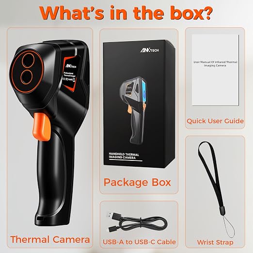 Handheld Thermal Imaging Camera 320×240 Super Resolution, 25HZ Refresh Rate, High/Low Temp Alarm, 8H Battery Life for Water Leak Detection, Hidden Moisture and Home Inspection