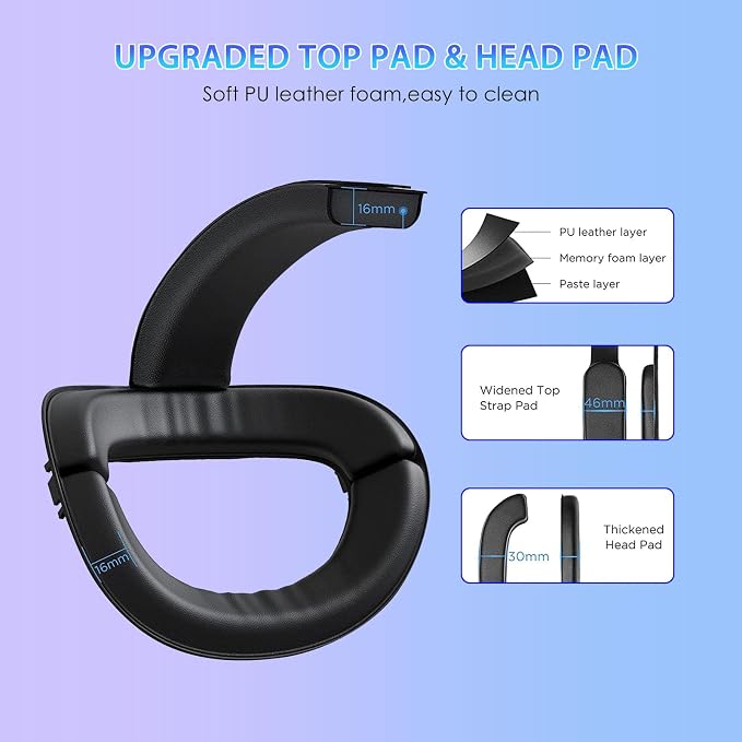 Head Strap for Meta Quest 3/3s Accessories Upgraded RGB Lighted with Battery 12000mAh, Quick Charge for Extended Playtime, to Reduce Facial Stress, Adjustable Elite Strap, (Black-1)