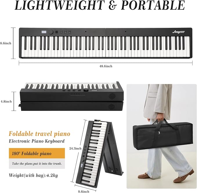 88 Keys Piano Keyboard Set, Electronic Digital Piano with Built-in Speaker Microphone, Portable Keyboard Gift Teaching for Beginners, Electric Piano for Birthday Gift