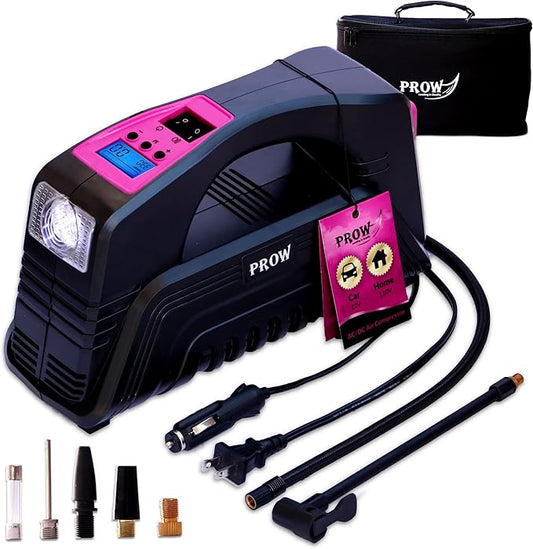 Electric Air Compressor Tire Inflator AC/DC Portable for Car – DC 12V, Home – AC 110V, Upscale, with Digital Pressure Gauge, Air Pump for Car Tires, Motorcycle, Bike, Basketball and More