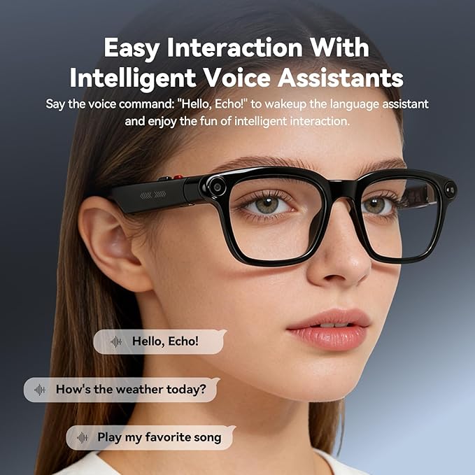 AI Smart Glasses with 8MP Camera, 4K Video Recording and Photo, Bluetooth 5.4 Audio Calls & Music, AI Voice Assistan, AI Recording, Real Time Translation - for Life, Work and Vlog