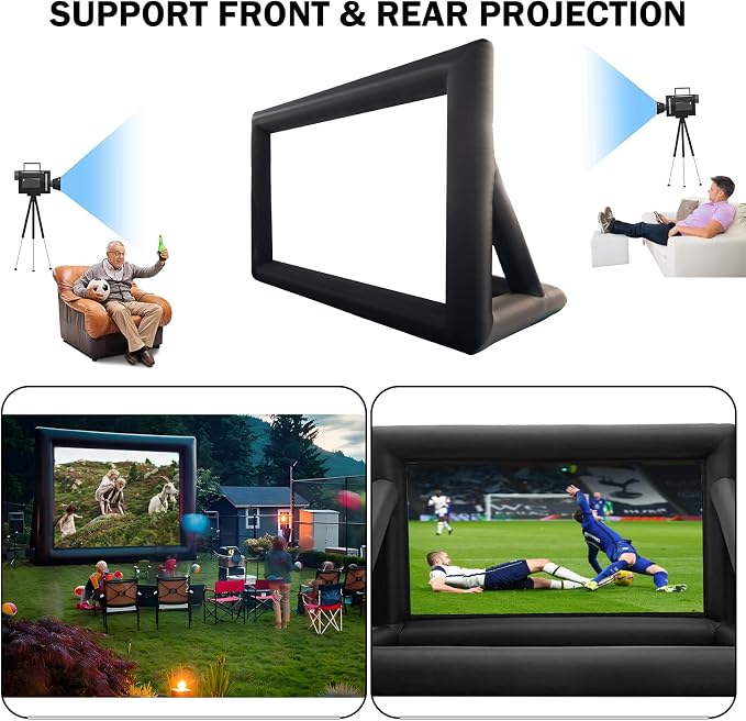 20 FT Inflatable Projector Movie Screen for Outside, Blow up Projector Screen Front/Rear Projection for Backyard Movie Night Outdoor Party