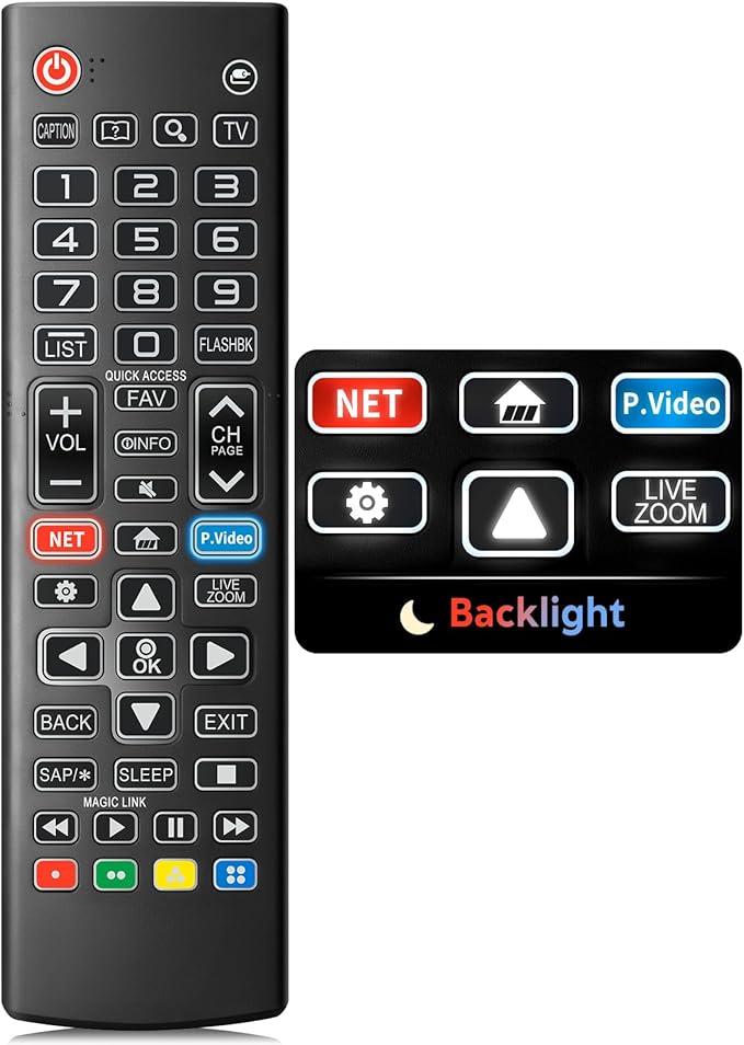 Backlit Remote for LG Smart TV, Universal Replacement for All LG TV Remote Control for Easy Nighttime Use.1-Year Warranty.