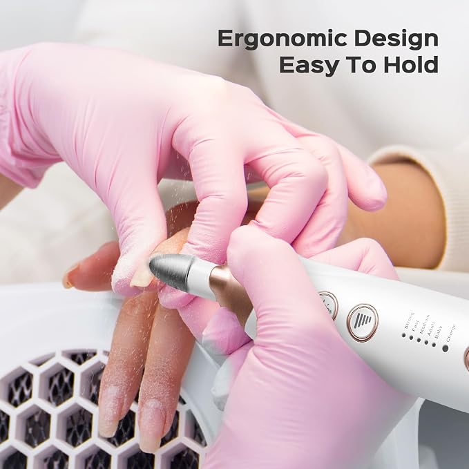 COSLUS C30 Professional Manicure Pedicure Kit, 5-in-1 Electric Nail File for Toenail Hand Feet - Standard Grinder for Basic Nails Care, Cordless, 5 Speed, for Men Women Seniors Home Salon, White