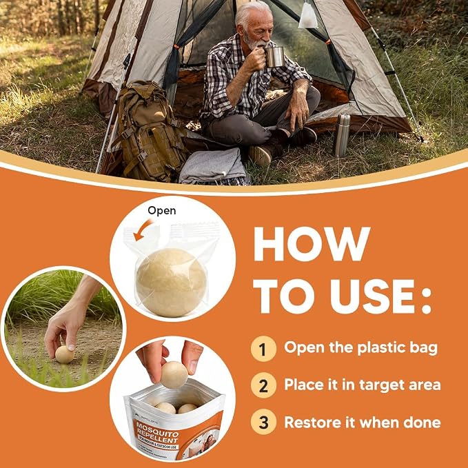 SCFKAOF Mosquito Repellent Outdoor Patio, Mosquito Deterrent for Yard, Indoor Mosquito Repellent Balls, Mosquito Repeller for Patio, Keep Mosquito Away, Covers 120 Sq. Ft, 60 Days Protection-3 Packs