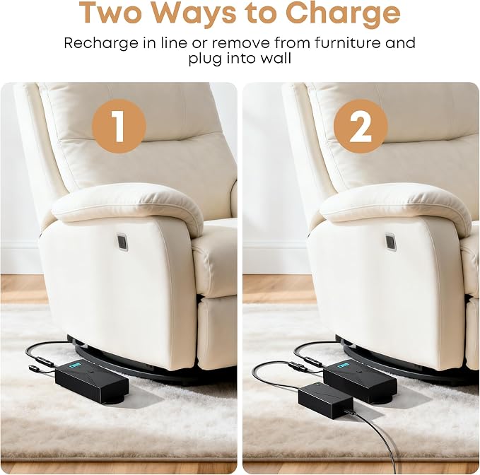 NOPWOK Recliner Battery Pack,2500mAh 2-Pin Interface Battery Pack for Reclining Furniture with Charger for Electric Recliner,Sofa,Couch,Lift Chair