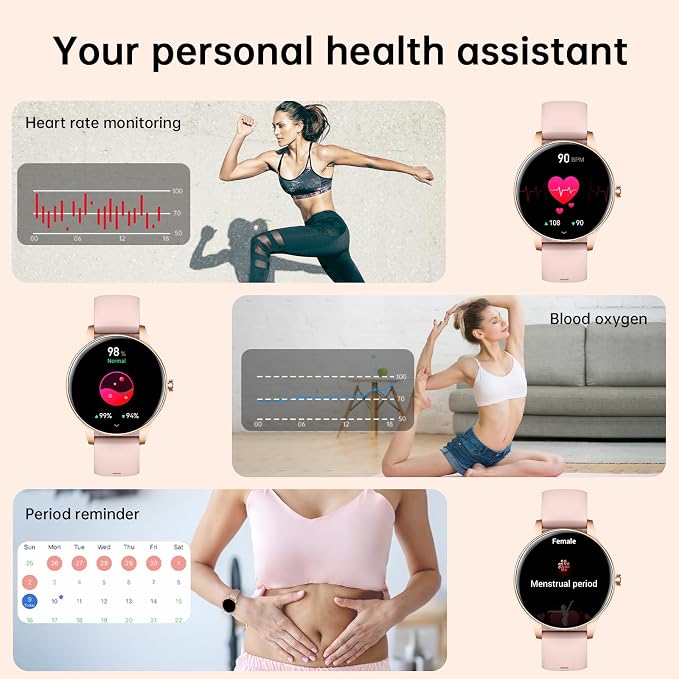 Smart Watch for Women, 1.27" HD Screen Fitness Tracker, Make/Answer Calls, 2026 Portable Smartwatches, 130+ Sport Modes with Heart Rate/Sleep Monitor, IP68 Waterproof, Fitness Watch for iOS Android