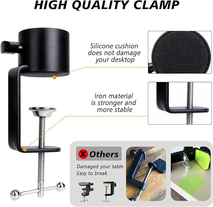 SUNMON Shure SM7dB Boom Arm with Pop Filter - Adjustable Mic Arm Compatible with SM7dB Microphone, Noise reduction Mic Windscreen, Weighted Metal Height adjustment Mic Stand for Shure Microphone